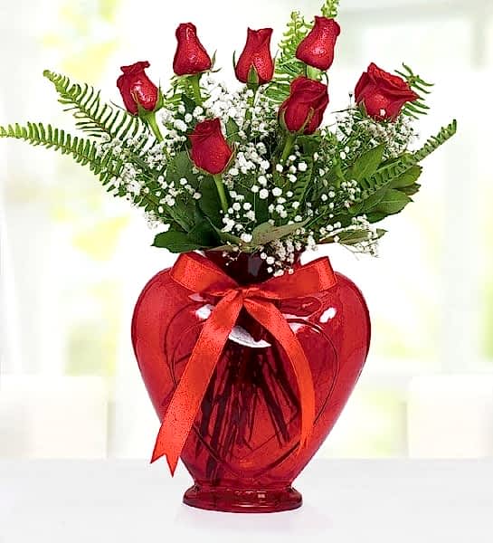 Kalp Vazoda Gül 7li